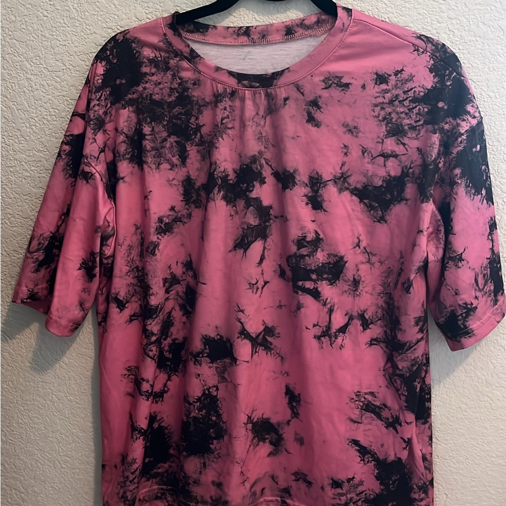 Pink and Black Tie-Dye T-Shirt